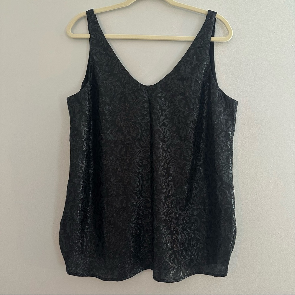 NWOT LOFT Black Shimmer Sleeveless Blouse